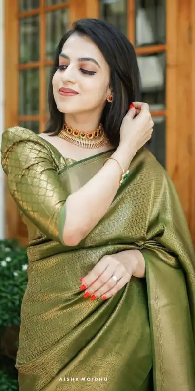 Mehndi Silk Jacquard Work On All Over Saree | Sarees, Bollywood Sarees, Creative Sarees, Designer Sarees, Embroidered Sarees, Ethnic Saree, Modern Digital sarees, Party Wear Sarees