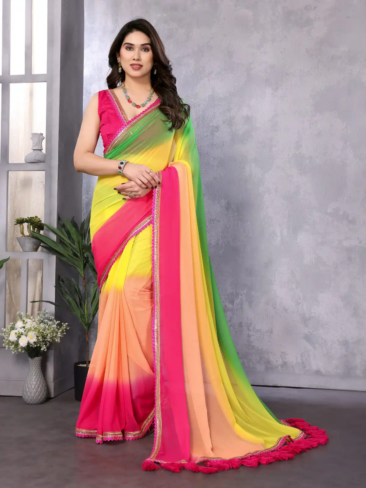Multi Faux Georgette Party Wear Saree | Sarees, Bollywood Sarees, Creative Sarees, Designer Sarees, Embroidered Sarees, Ethnic Saree, Modern Digital sarees, Party Wear Sarees