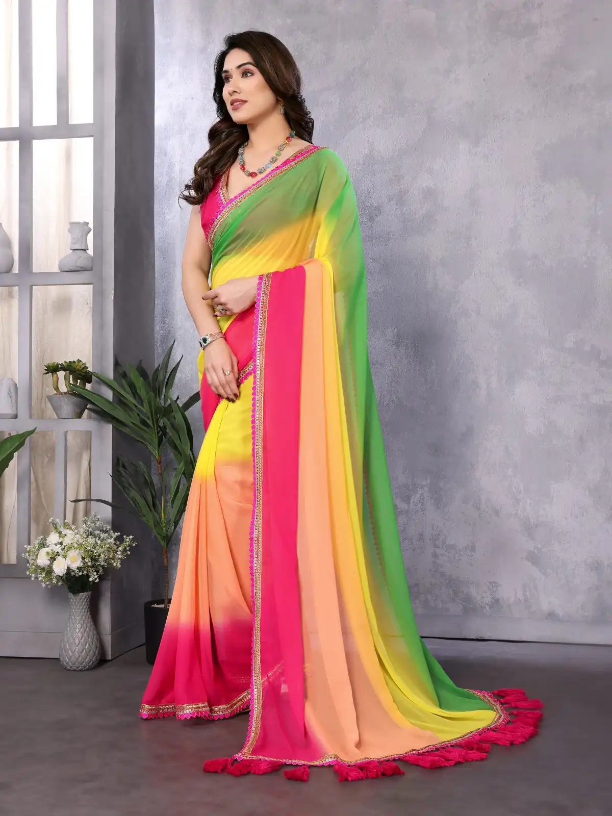 Multi Faux Georgette Party Wear Saree | Sarees, Bollywood Sarees, Creative Sarees, Designer Sarees, Embroidered Sarees, Ethnic Saree, Modern Digital sarees, Party Wear Sarees