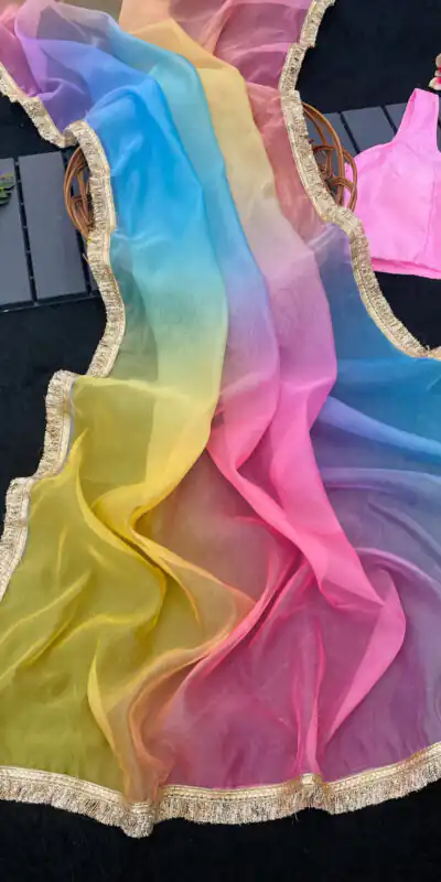 Multi Organza Embroidery Digital Print Saree | Sarees, Bollywood Sarees, Creative Sarees, Designer Sarees, Embroidered Sarees, Ethnic Saree, Modern Digital sarees, Party Wear Sarees