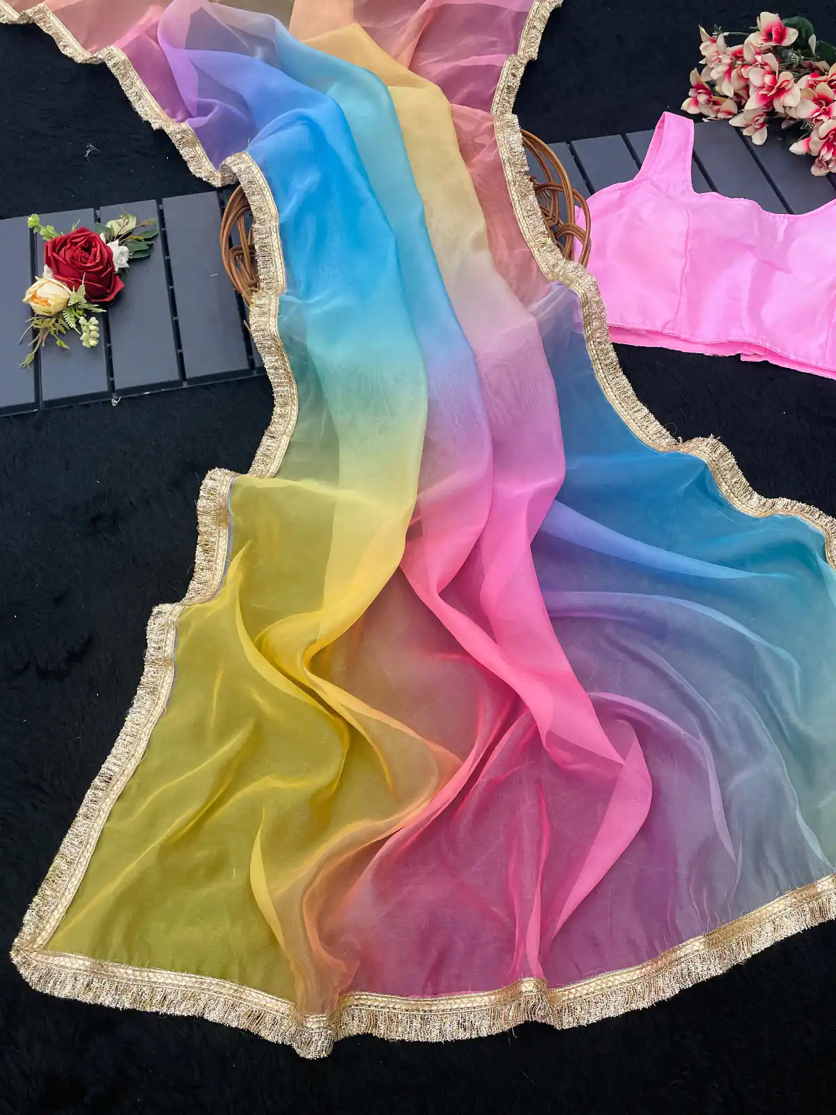 Multi Organza Embroidery Digital Print Saree | Sarees, Bollywood Sarees, Creative Sarees, Designer Sarees, Embroidered Sarees, Ethnic Saree, Modern Digital sarees, Party Wear Sarees