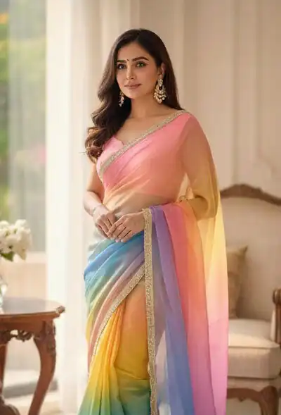 Multi Organza Embroidery Work Digital Print Saree | Sarees, Bollywood Sarees, Creative Sarees, Designer Sarees, Embroidered Sarees, Ethnic Saree, Modern Digital sarees, Party Wear Sarees