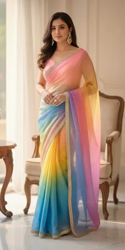 Multi Organza Embroidery Work Digital Print Saree | Sarees, Bollywood Sarees, Creative Sarees, Designer Sarees, Embroidered Sarees, Ethnic Saree, Modern Digital sarees, Party Wear Sarees