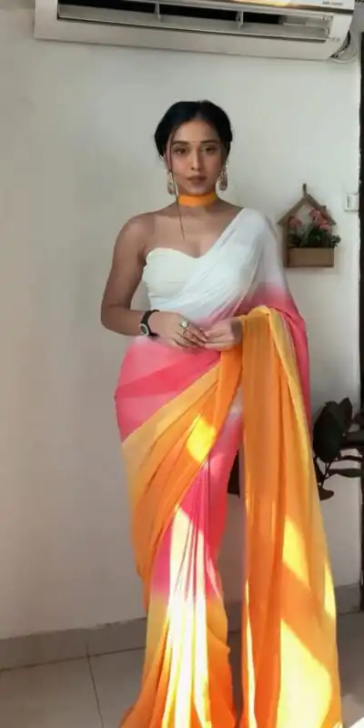 Multi Soft Georgette Silk Ready To Wear Saree | Sarees, Bollywood Sarees, Creative Sarees, Designer Sarees, Embroidered Sarees, Ethnic Saree, Modern Digital sarees, Party Wear Sarees