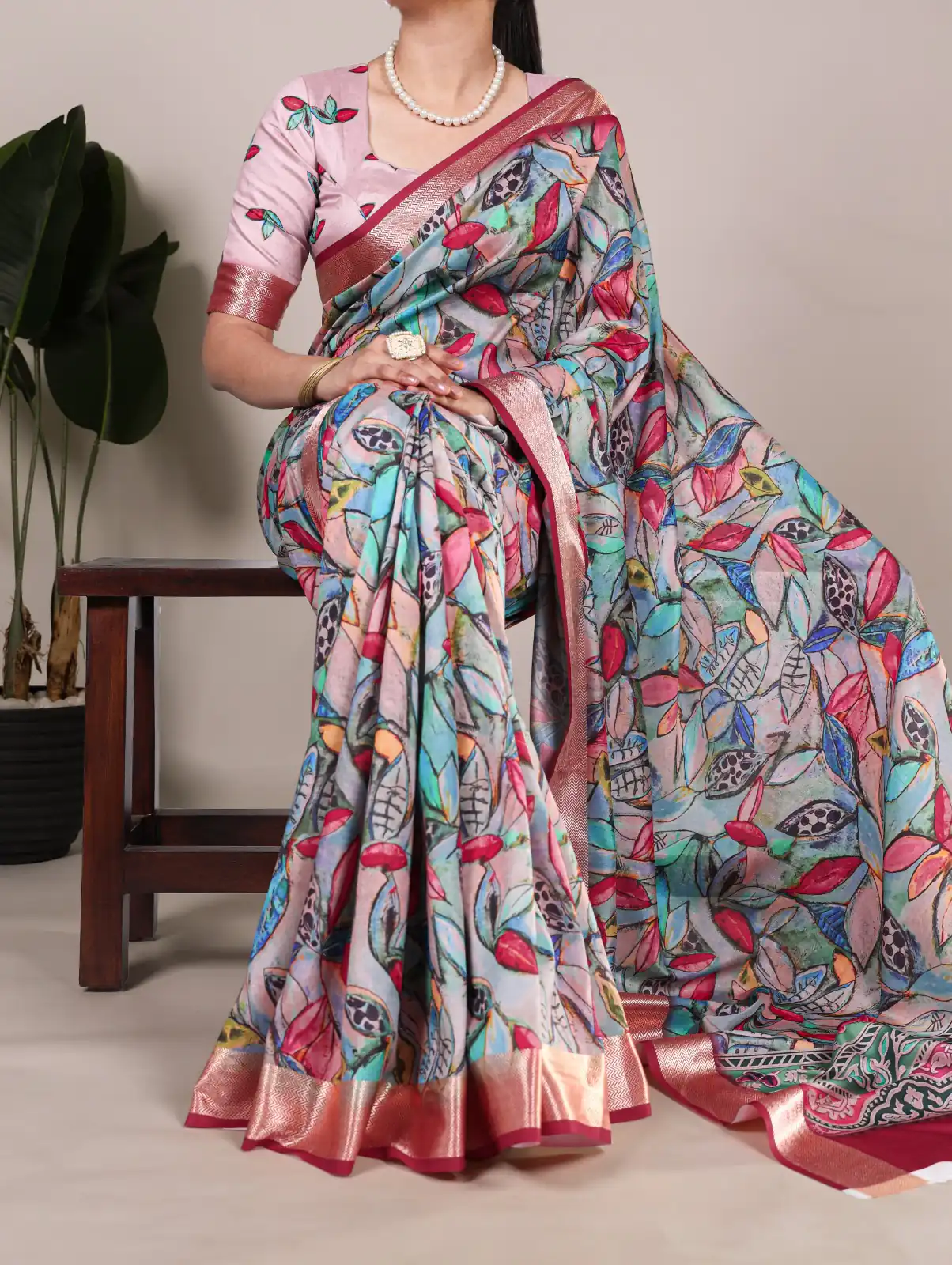 Multi Tushar Silk With Viscose Border Printed Saree | Sarees, Bollywood Sarees, Creative Sarees, Designer Sarees, Embroidered Sarees, Ethnic Saree, Modern Digital sarees, Party Wear Sarees