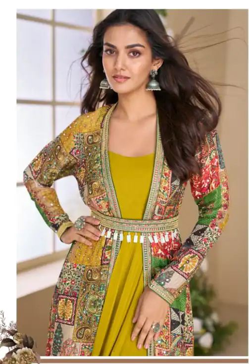 Mustard Blooming Georgette Mirror Work Embroider Kurti | Kurti, Bollywood Kurti, Creative Kurtis, Designer Kurti, Party Wear Kurti, Selfie Kurti