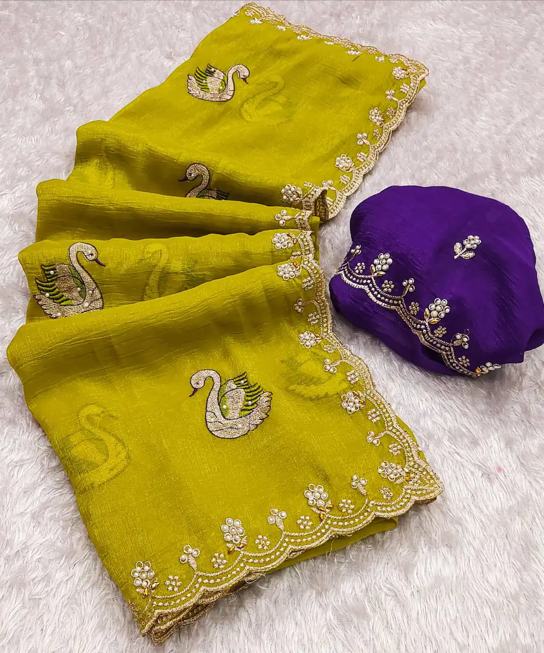 Mustard Crunchy Chiffon Diamond Work Saree | Sarees, Bollywood Sarees, Creative Sarees, Designer Sarees, Embroidered Sarees, Ethnic Saree, Modern Digital sarees, Party Wear Sarees