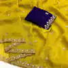 Mustard Crunchy Chiffon Embroidery Work Saree | Sarees, Bollywood Sarees, Creative Sarees, Designer Sarees, Embroidered Sarees, Ethnic Saree, Modern Digital sarees, Party Wear Sarees