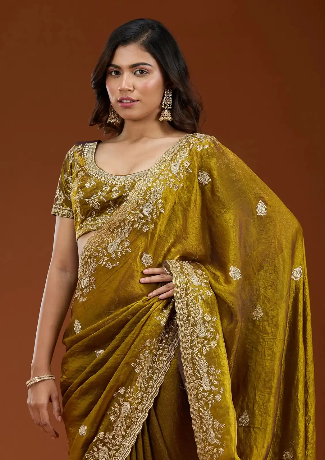 Mustard Fandy Satin Silk Embroidery Work Saree | Sarees, Bollywood Sarees, Creative Sarees, Designer Sarees, Embroidered Sarees, Ethnic Saree, Modern Digital sarees, Party Wear Sarees