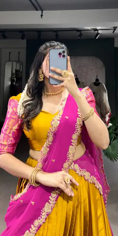 Mustard Narayan Pattu Zari Weaving Work Lehenga Choli | Lehenga, Bollywood Lehenga, Creative Lehenga, Designer Lehenga, Embroidered Lehenga, Party Wear Lehenga