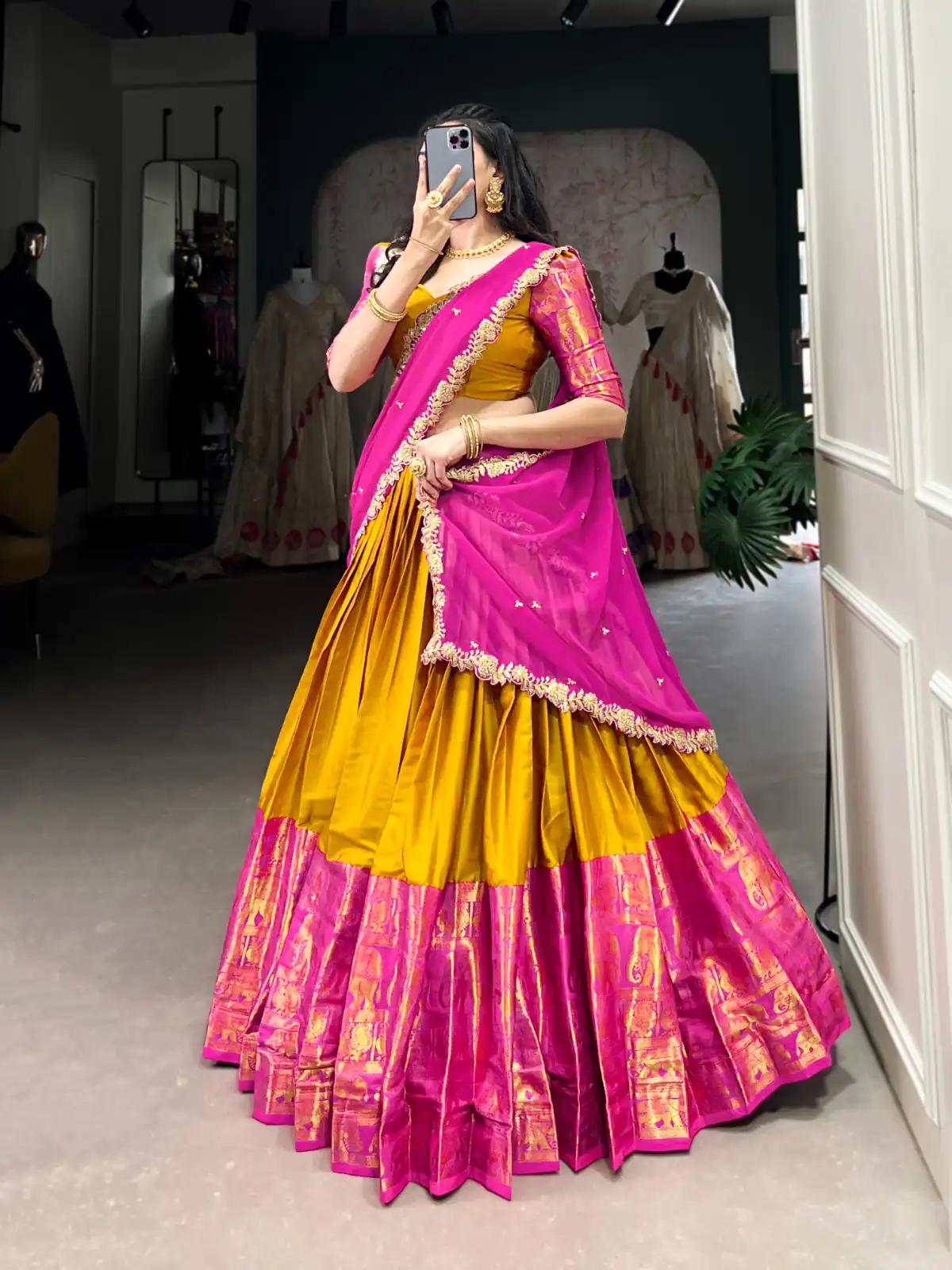 Mustard Narayan Pattu Zari Weaving Work Lehenga Choli | Lehenga, Bollywood Lehenga, Creative Lehenga, Designer Lehenga, Embroidered Lehenga, Party Wear Lehenga