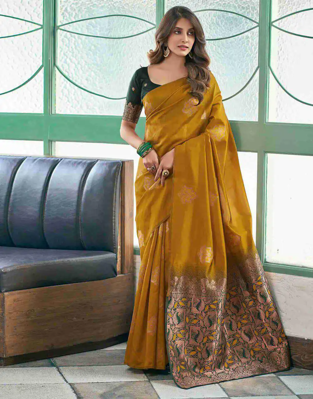 Mustard Soft Lichi Silk Lace Border Work Saree | Sarees, Bollywood Sarees, Creative Sarees, Designer Sarees, Embroidered Sarees, Ethnic Saree, Modern Digital sarees, Party Wear Sarees