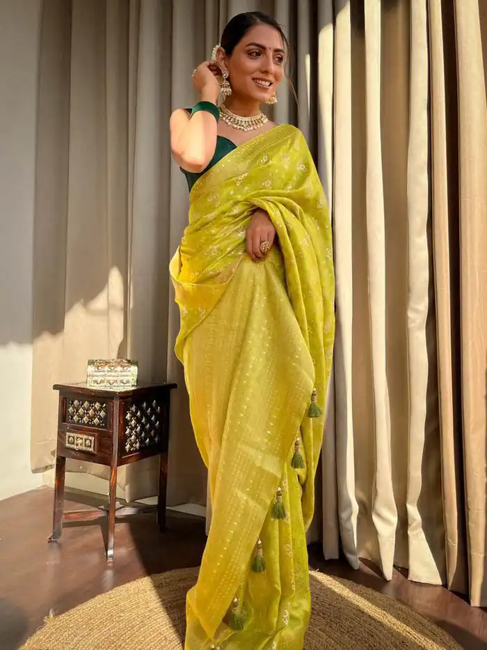 Mustard Soft Silk Jacquard All Over Saree | Sarees, Bollywood Sarees, Creative Sarees, Designer Sarees, Embroidered Sarees, Ethnic Saree, Modern Digital sarees, Party Wear Sarees