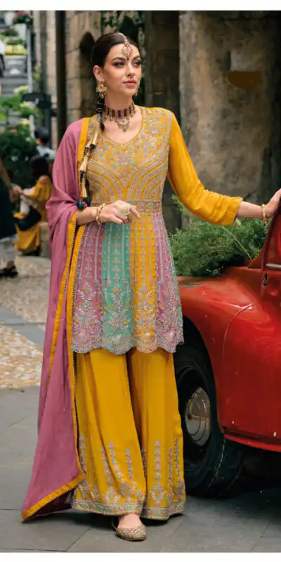 Mustered Chinon Embroidery Lace Work Salwar Suit | Jump Suits, Salwar suit, Casual Suits, Creative suits, Designer Suits, Palazzo Suits, Party Wear Suits, Patiala Suits, Straight Suits