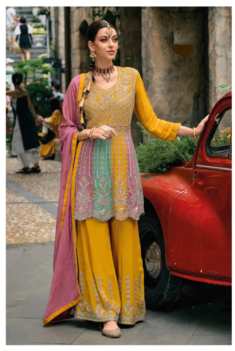 Mustered Chinon Embroidery Work Salwar Suit | Jump Suits, Salwar suit, Casual Suits, Creative suits, Designer Suits, Palazzo Suits, Party Wear Suits, Patiala Suits, Straight Suits