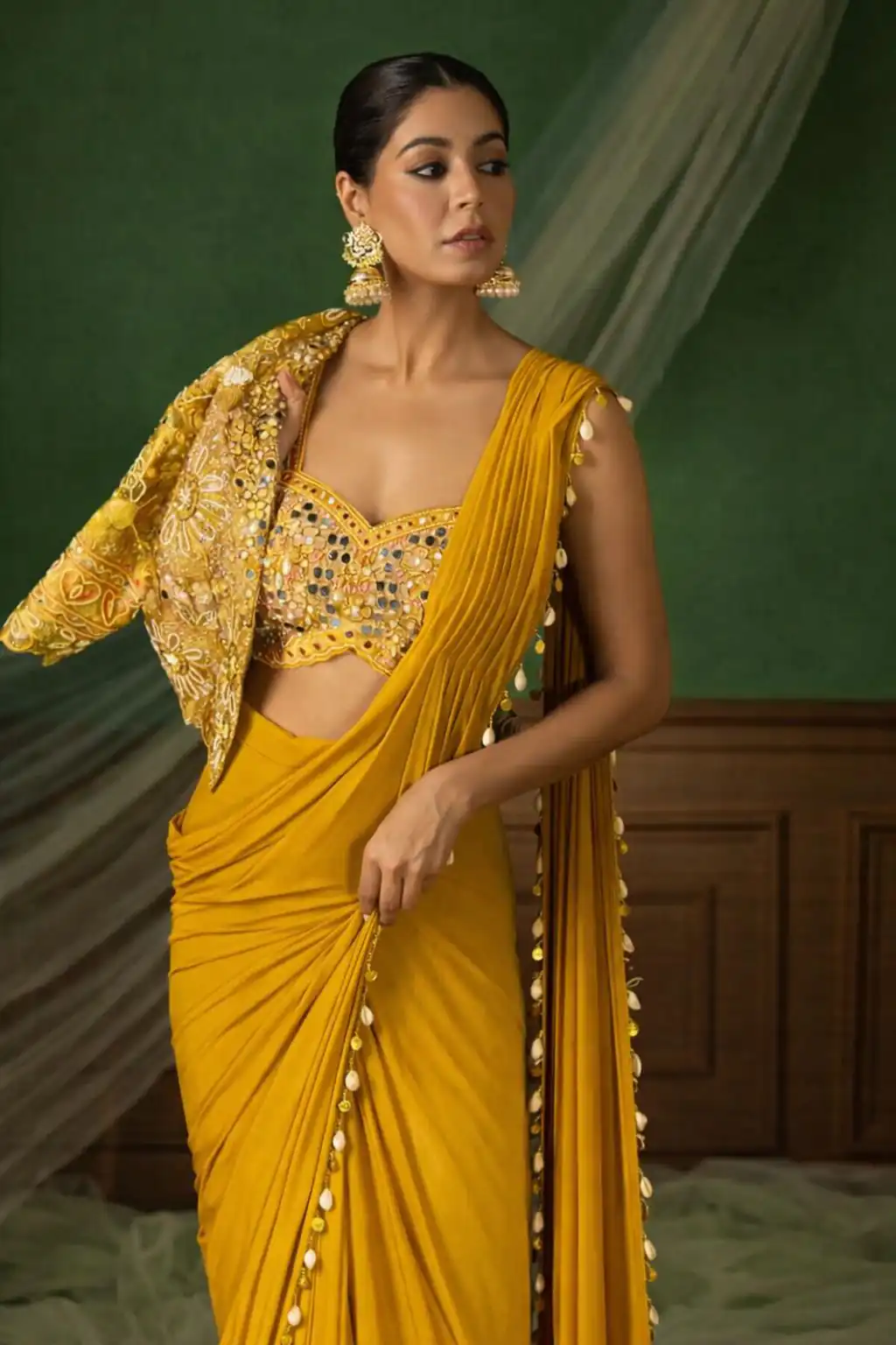 Mustered Crap Silk Embroidery Lace Work Saree | Sarees, Bollywood Sarees, Creative Sarees, Designer Sarees, Embroidered Sarees, Ethnic Saree, Modern Digital sarees, Party Wear Sarees