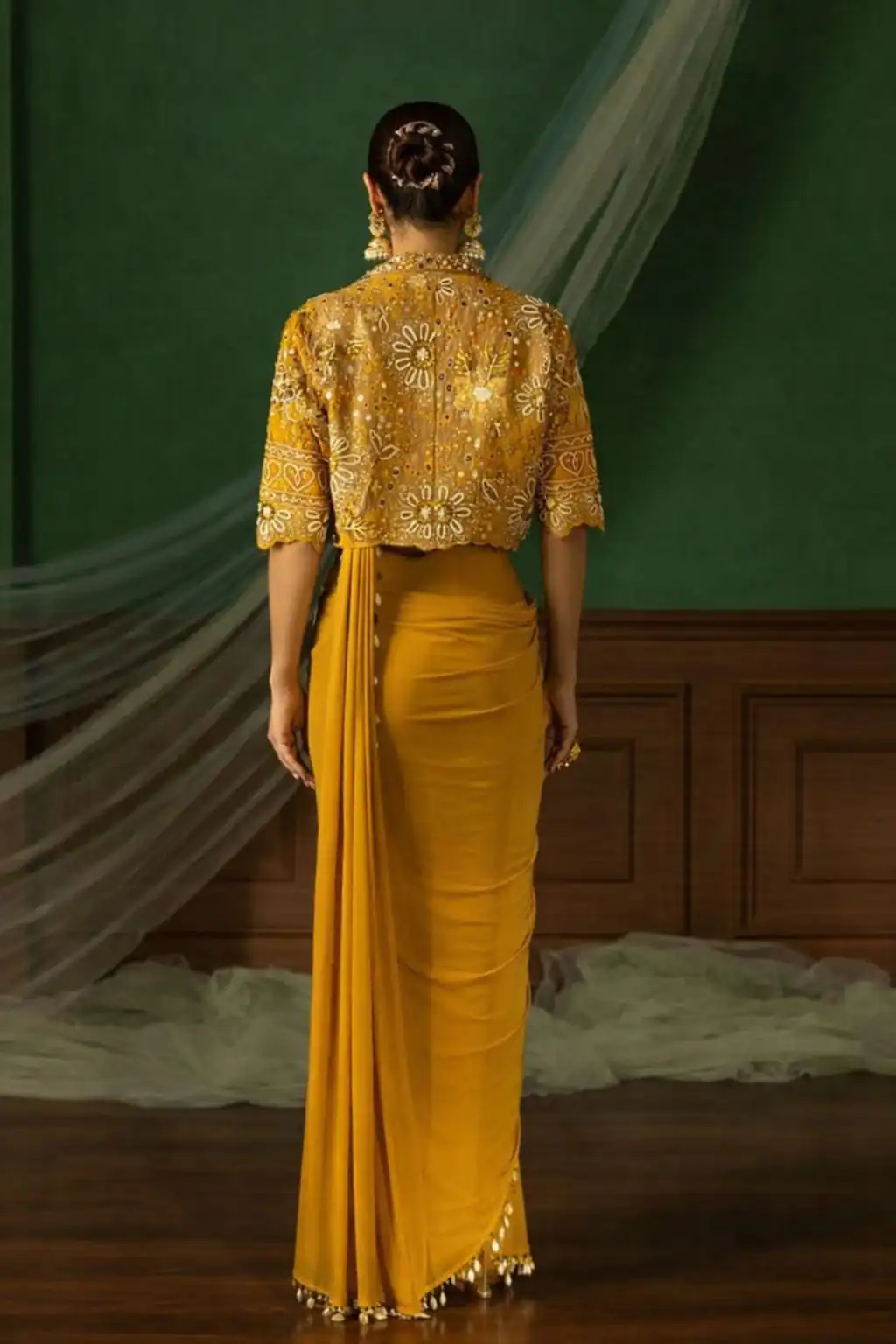 Mustered Crap Silk Embroidery Lace Work Saree | Sarees, Bollywood Sarees, Creative Sarees, Designer Sarees, Embroidered Sarees, Ethnic Saree, Modern Digital sarees, Party Wear Sarees