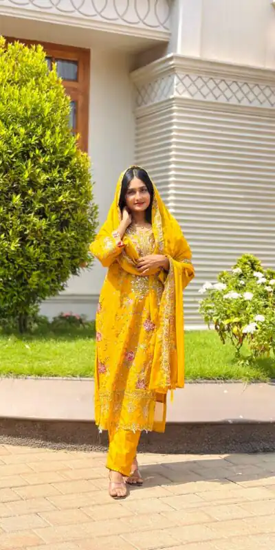 Mustered Crunchy Silk Embroidery Lace Work Salwar Suit | Jump Suits, Salwar suit, Casual Suits, Creative suits, Designer Suits, Palazzo Suits, Party Wear Suits, Patiala Suits, Straight Suits