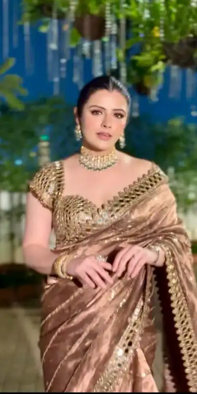 Mustered Organza Silk Mirror Embroidery Work Saree | Sarees, Bollywood Sarees, Creative Sarees, Designer Sarees, Embroidered Sarees, Ethnic Saree, Modern Digital sarees, Party Wear Sarees