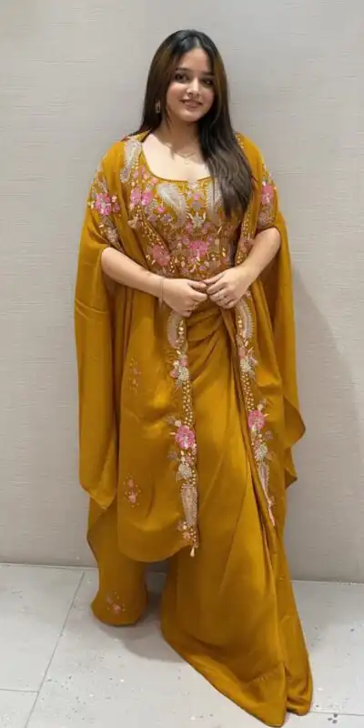 Mustered Rangoli Silk Embroidery Work Dhoti Suit | Jump Suits, Salwar suit, Casual Suits, Creative suits, Designer Suits, Palazzo Suits, Party Wear Suits, Patiala Suits, Straight Suits
