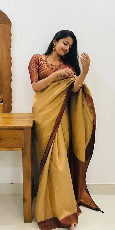 Mustered Soft Lichi Silk On All Over Saree | Sarees, Bollywood Sarees, Creative Sarees, Designer Sarees, Embroidered Sarees, Ethnic Saree, Modern Digital sarees, Party Wear Sarees