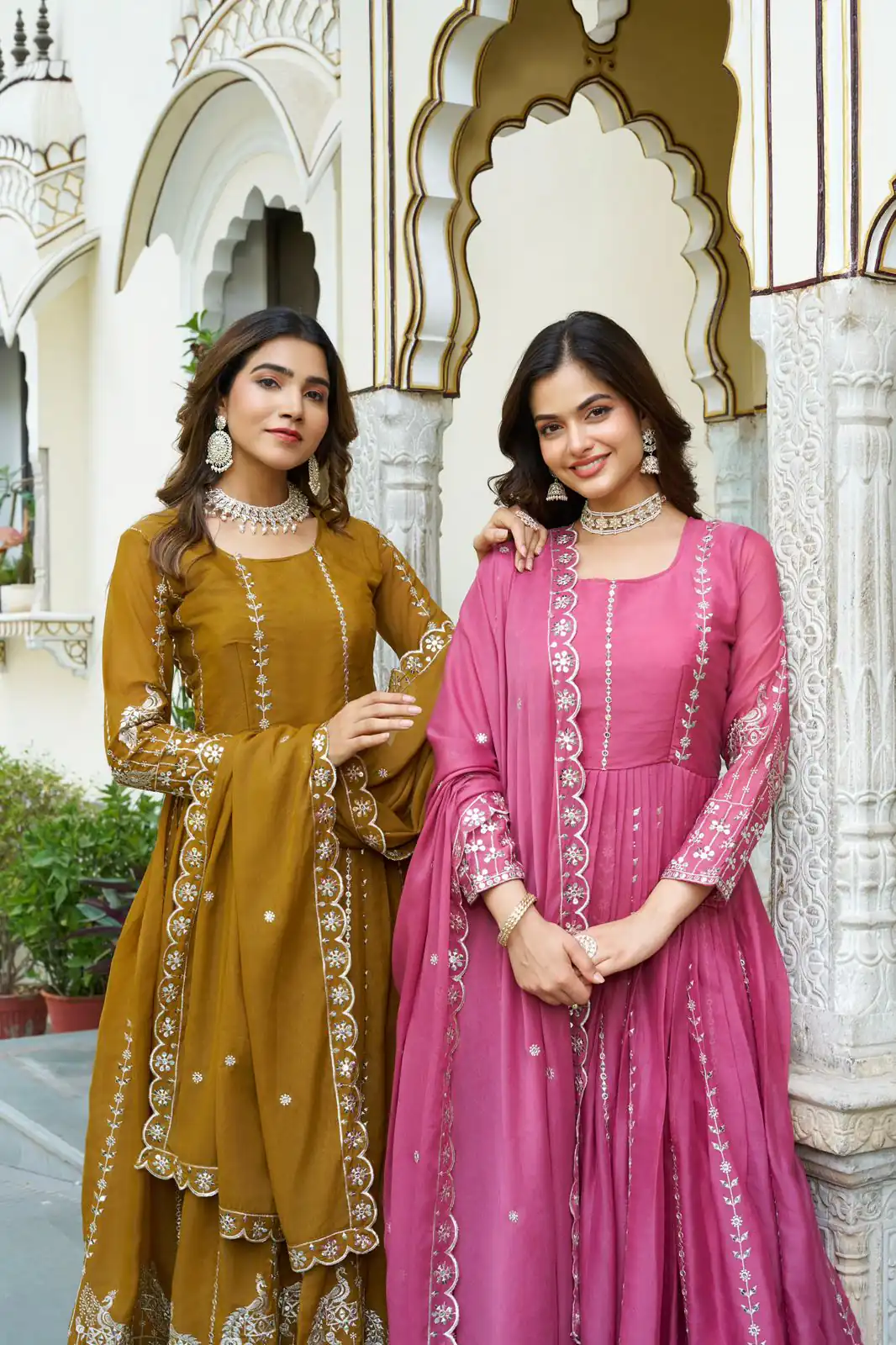Mustered Star Georgette Embroidery Work Gown | Jump Suits, Salwar suit, Casual Suits, Creative suits, Designer Suits, Palazzo Suits, Party Wear Suits, Patiala Suits, Straight Suits
