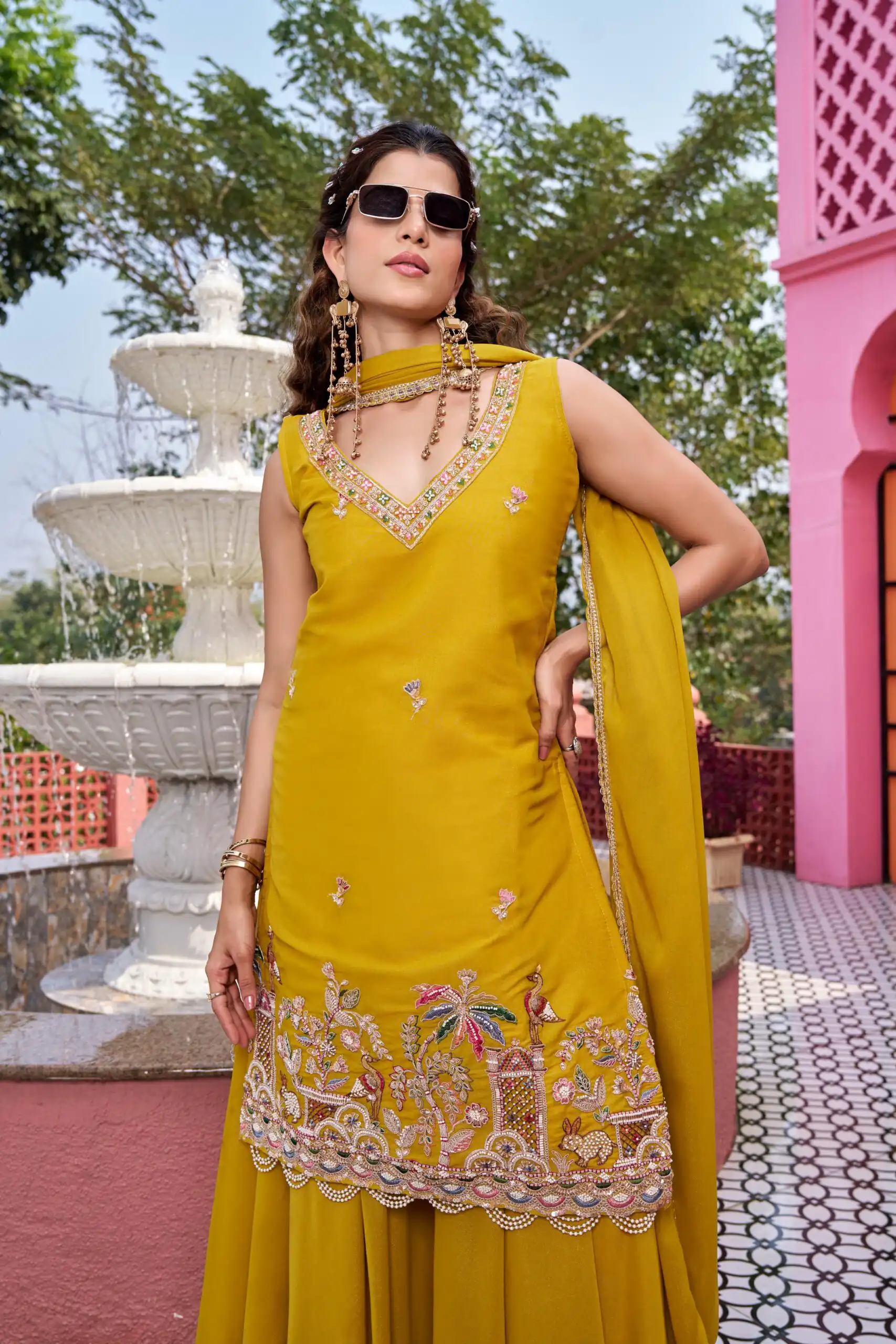 Mustered Star Georgette Embroidery Work Salwar Suit | Jump Suits, Salwar suit, Casual Suits, Creative suits, Designer Suits, Palazzo Suits, Party Wear Suits, Patiala Suits, Straight Suits