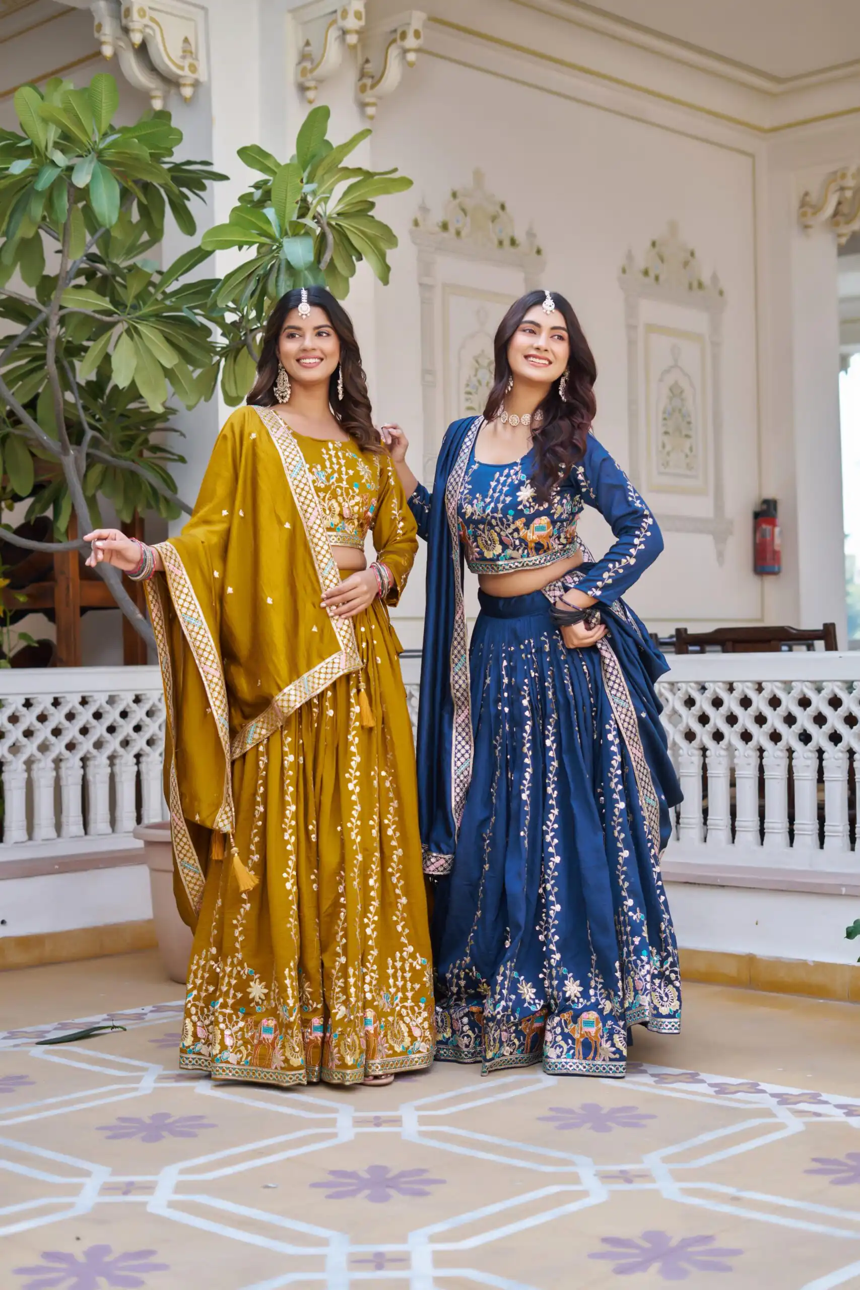 Mustered Vichitra Embroidery Work Lehenga Choli | Lehenga, Bollywood Lehenga, Creative Lehenga, Designer Lehenga, Embroidered Lehenga, Party Wear Lehenga