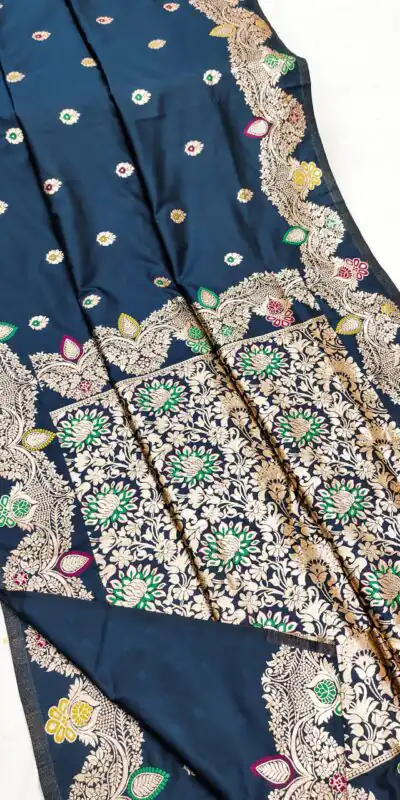 Navy Blue Banarasi Lace Work Gold Zari Border Saree | Sarees, Bollywood Sarees, Creative Sarees, Designer Sarees, Embroidered Sarees, Ethnic Saree, Modern Digital sarees, Party Wear Sarees