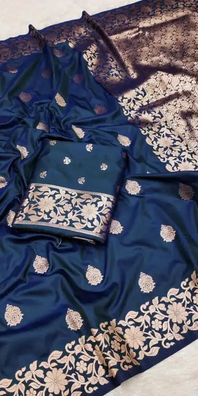 Navy Blue Banarasi Silk Lace Zari Work Saree | Sarees, Bollywood Sarees, Creative Sarees, Designer Sarees, Embroidered Sarees, Ethnic Saree, Modern Digital sarees, Party Wear Sarees