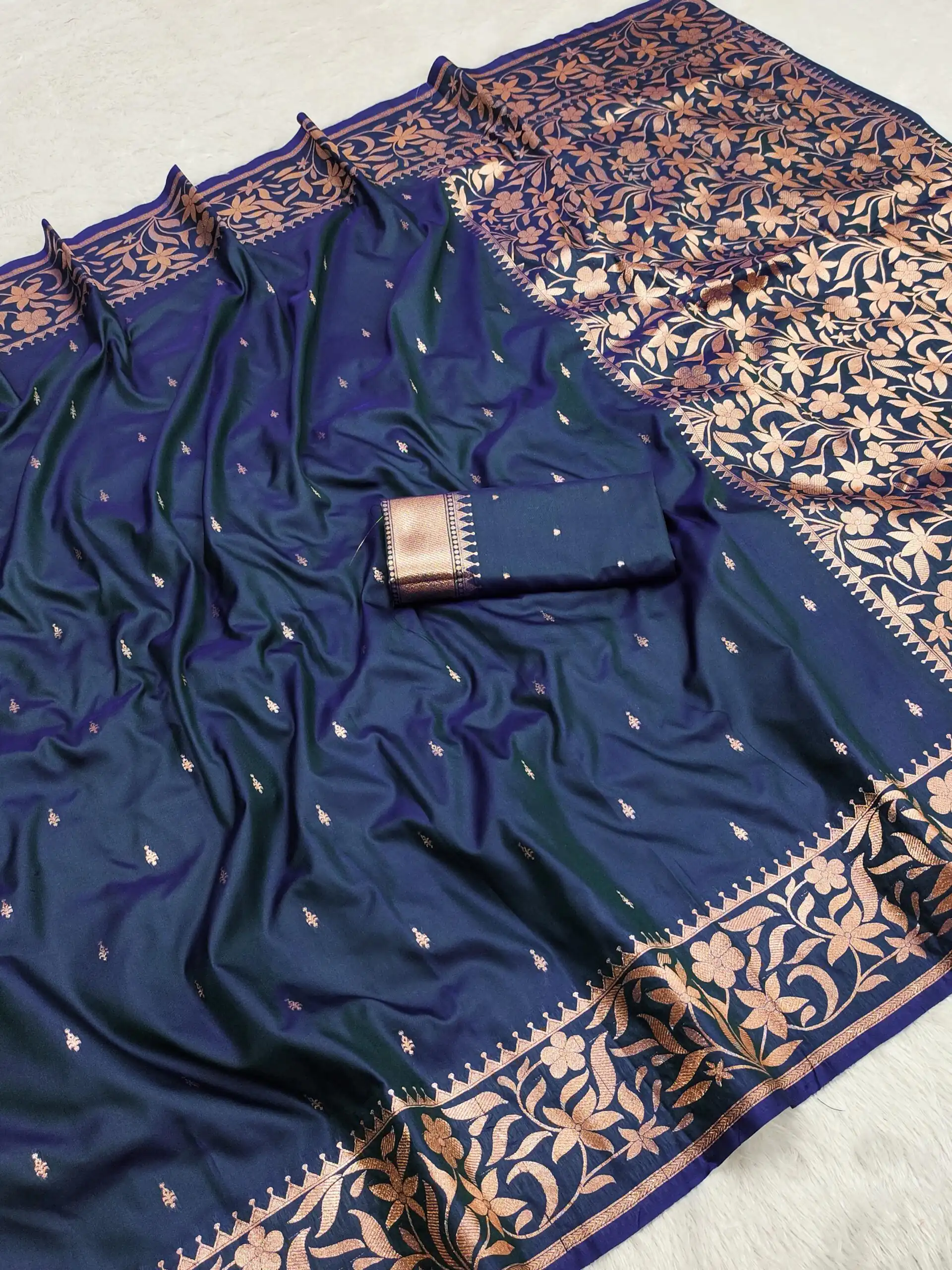 Navy Blue Banarasi Silk Zari Weaving Lace Work Saree | Sarees, Bollywood Sarees, Creative Sarees, Designer Sarees, Embroidered Sarees, Ethnic Saree, Modern Digital sarees, Party Wear Sarees