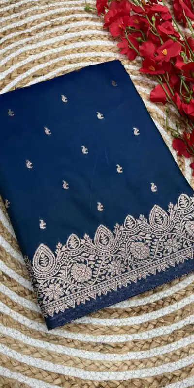 Navy Blue Banarasi Silk Zari Weaving Pallu Saree | Sarees, Bollywood Sarees, Creative Sarees, Designer Sarees, Embroidered Sarees, Ethnic Saree, Modern Digital sarees, Party Wear Sarees