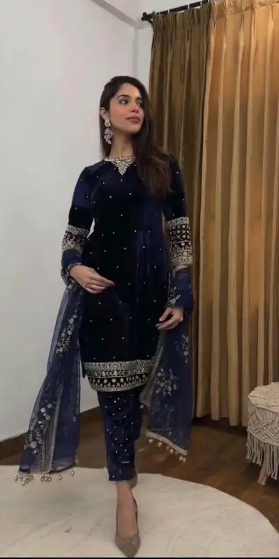 Navy Blue Butterfly Net Lace Embroidery Work Salwar Suit | Jump Suits, Tops & Bottoms, Track Suits, Salwar suit, Casual Suits, Creative suits, Designer Suits, Palazzo Suits, Party Wear Suits, Patiala Suits, Straight Suits, Trendy Wear