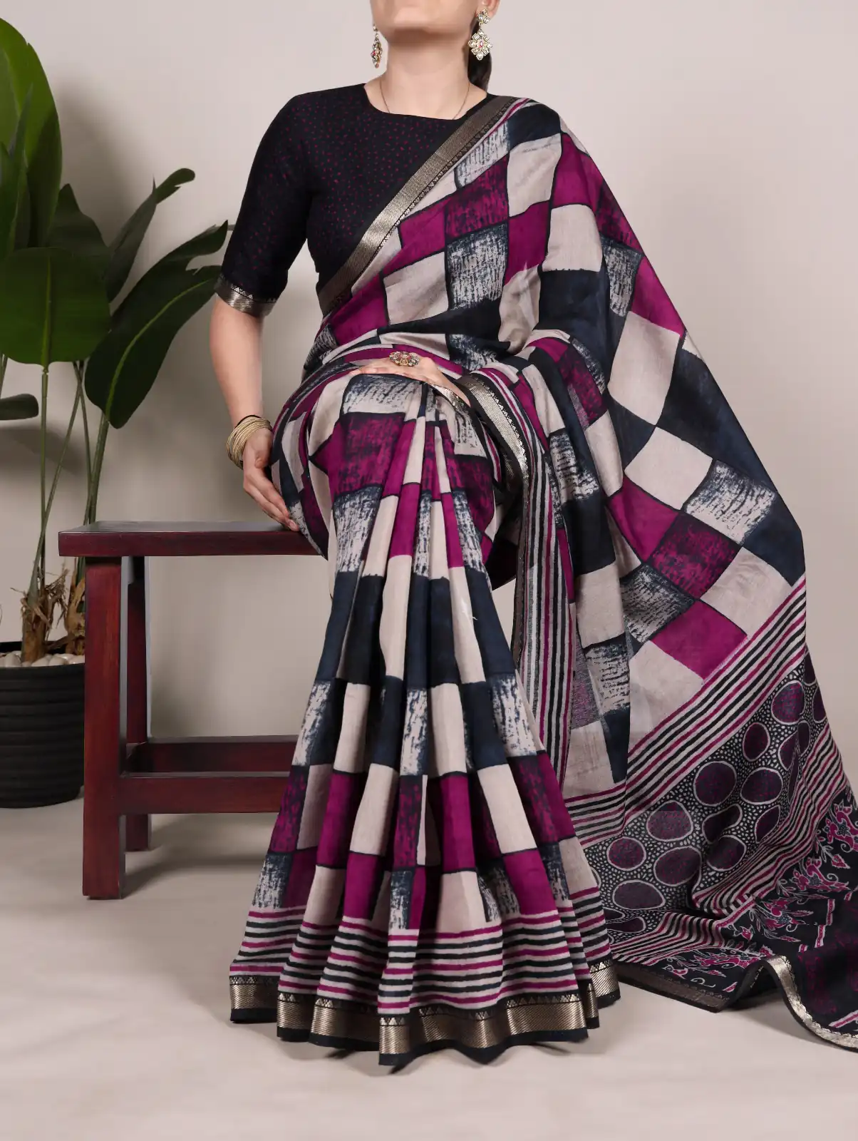 Navy Blue Chanderi Printed Saree | Sarees, Bollywood Sarees, Creative Sarees, Designer Sarees, Embroidered Sarees, Ethnic Saree, Modern Digital sarees, Party Wear Sarees