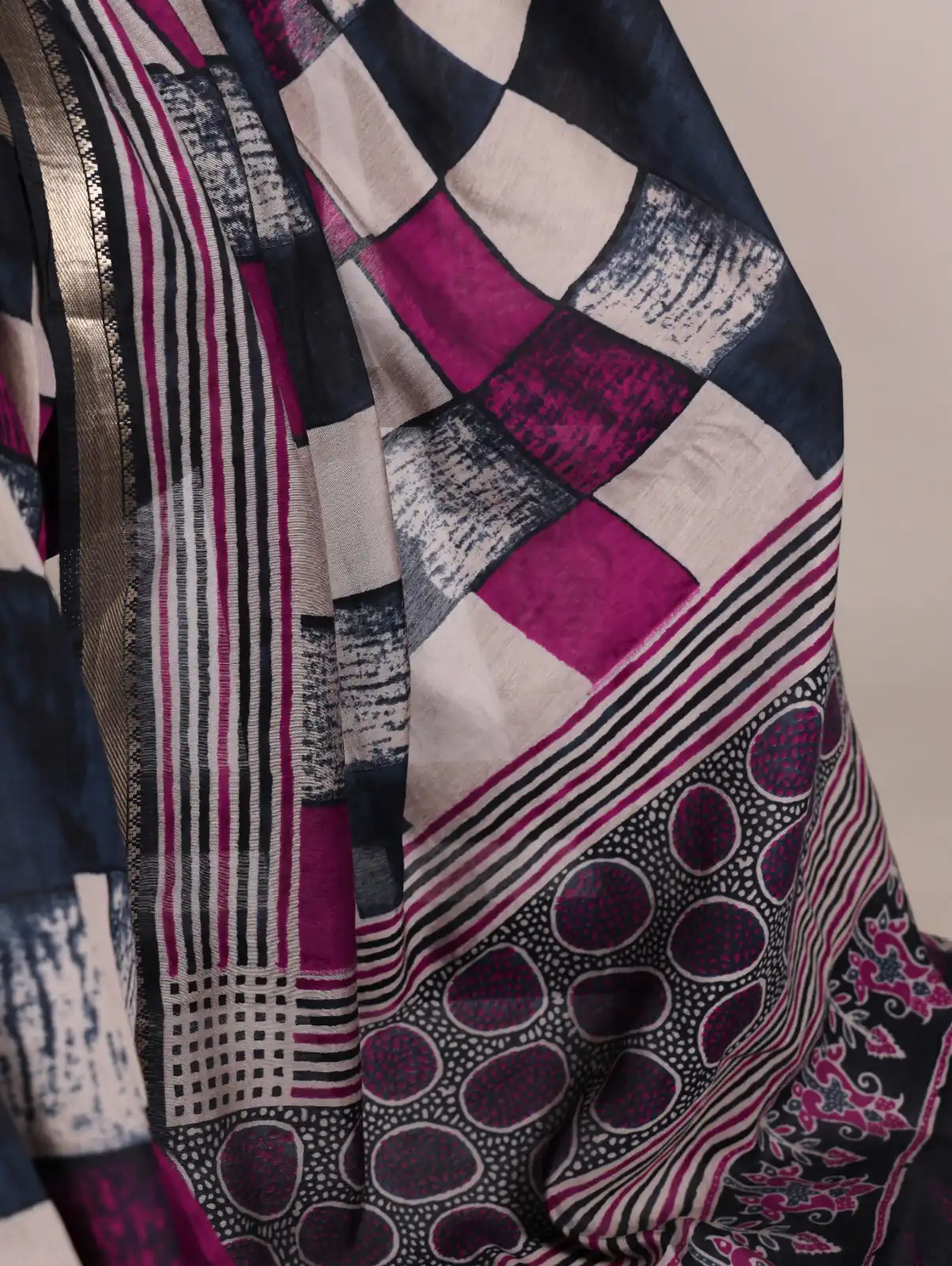 Navy Blue Chanderi Printed Saree | Sarees, Bollywood Sarees, Creative Sarees, Designer Sarees, Embroidered Sarees, Ethnic Saree, Modern Digital sarees, Party Wear Sarees