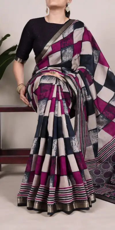 Navy Blue Chanderi Printed Saree | Sarees, Bollywood Sarees, Creative Sarees, Designer Sarees, Embroidered Sarees, Ethnic Saree, Modern Digital sarees, Party Wear Sarees