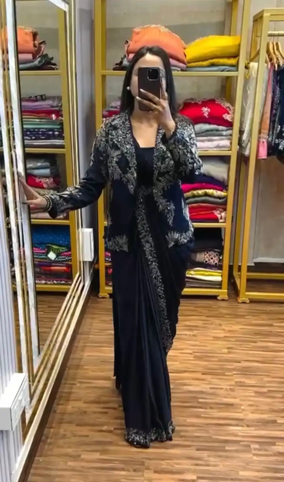 Navy Blue Chinon Embroidery Lace Work Saree | Sarees, Bollywood Sarees, Creative Sarees, Designer Sarees, Embroidered Sarees, Ethnic Saree, Modern Digital sarees, Party Wear Sarees