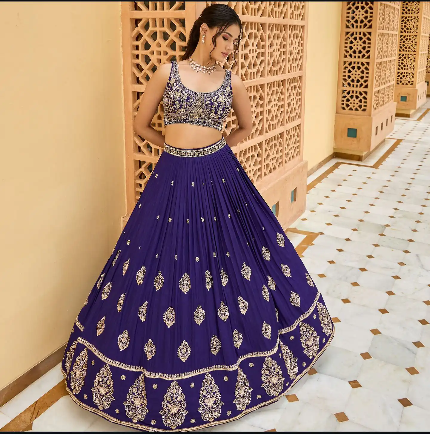 Navy Blue Chinon Silk Embroidery Sequence Work Lehenga Choli | Lehenga, Bollywood Lehenga, Creative Lehenga, Designer Lehenga, Embroidered Lehenga, Party Wear Lehenga