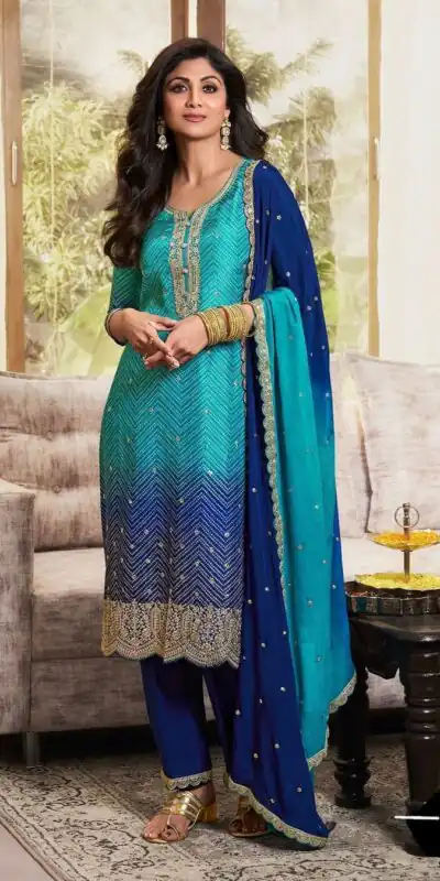 Navy Blue Chinoon Silk Embroidery Work Salwar Suit | Jump Suits, Tops & Bottoms, Track Suits, Salwar suit, Casual Suits, Creative suits, Designer Suits, Palazzo Suits, Party Wear Suits, Patiala Suits, Straight Suits, Trendy Wear