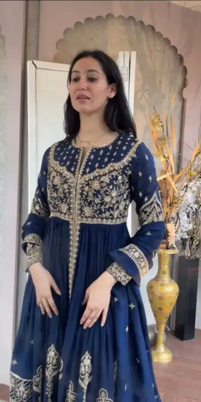 Navy Blue Faux Sequence Work Georgette Salwar Suit | Jump Suits, Salwar suit, Casual Suits, Creative suits, Designer Suits, Palazzo Suits, Party Wear Suits, Patiala Suits, Straight Suits