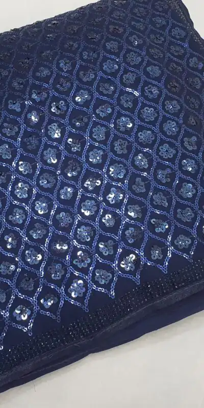 Navy Blue Georgette Dual Sequins Embroidery Sequins Work Saree | Sarees, Bollywood Sarees, Creative Sarees, Designer Sarees, Embroidered Sarees, Ethnic Saree, Modern Digital sarees, Party Wear Sarees