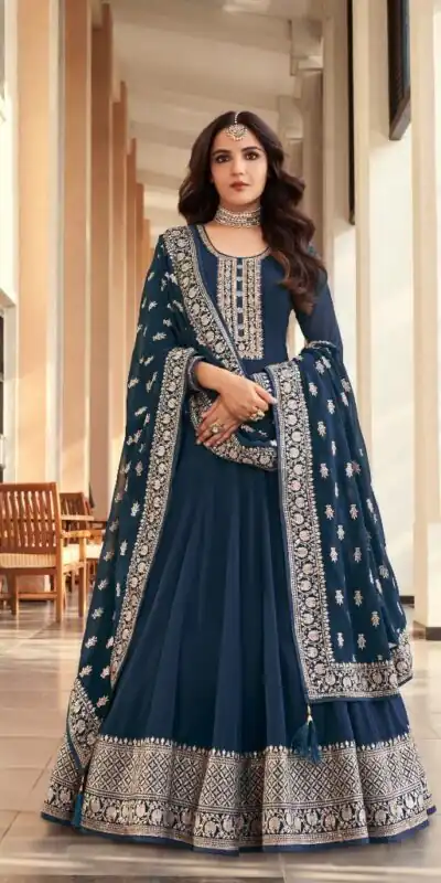 Navy Blue Georgette Embroidery Salwar Suit | Salwar suit, Casual Suits, Creative suits, Designer Suits, Palazzo Suits, Party Wear Suits, Patiala Suits, Straight Suits