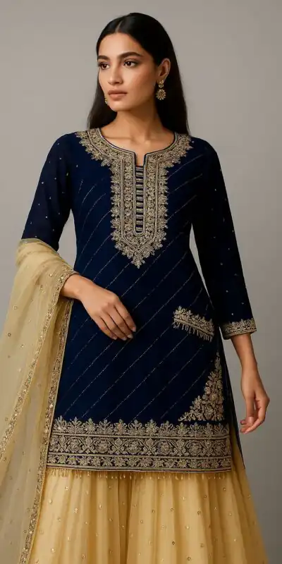 Navy Blue Georgette Heavy Embroidery Work Salwar Suit | Jump Suits, Salwar suit, Casual Suits, Creative suits, Designer Suits, Palazzo Suits, Party Wear Suits, Patiala Suits, Straight Suits