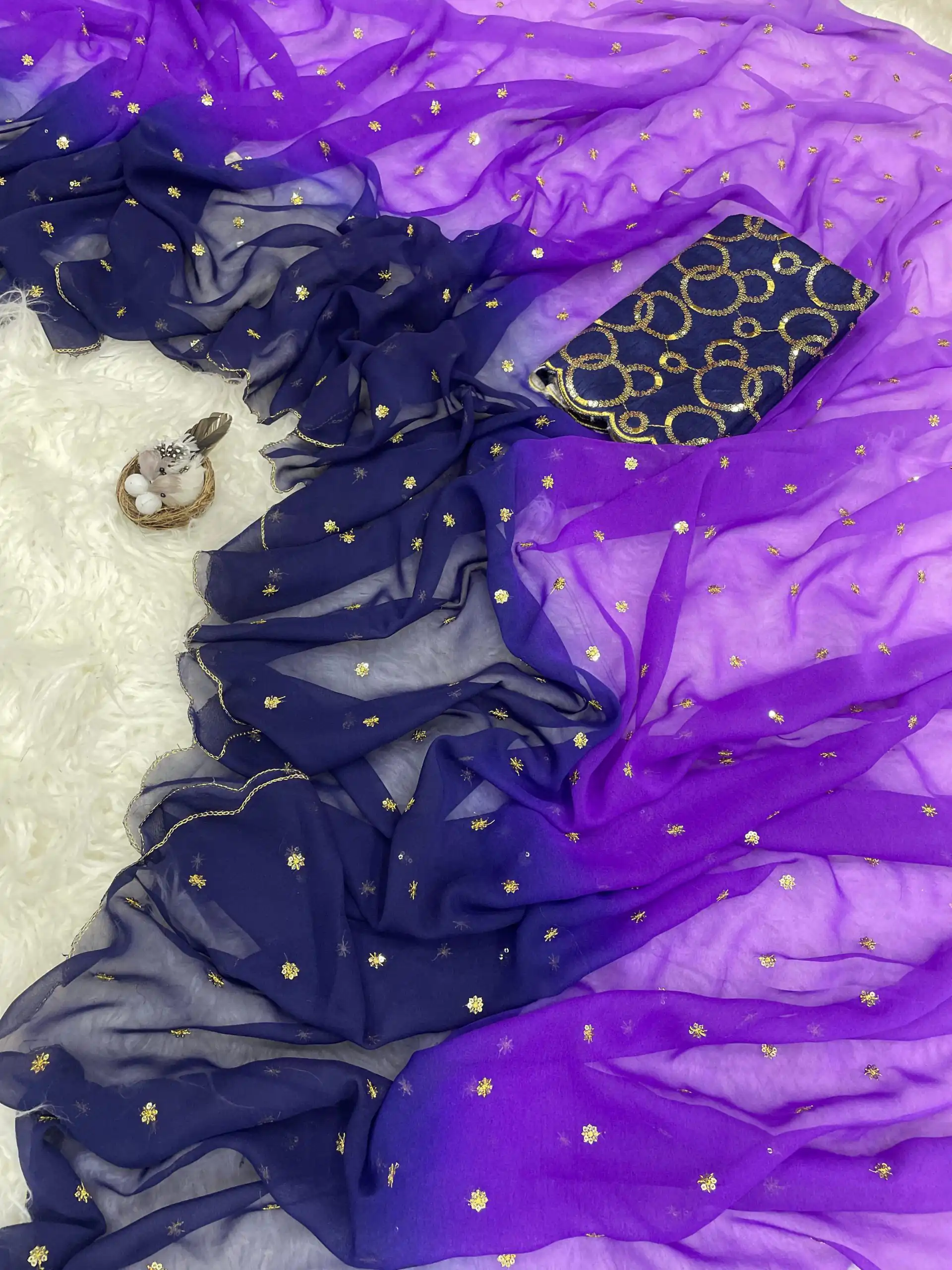Navy Blue Georgette Sequence Worked Butti Saree | Sarees, Bollywood Sarees, Creative Sarees, Designer Sarees, Embroidered Sarees, Ethnic Saree, Modern Digital sarees, Party Wear Sarees