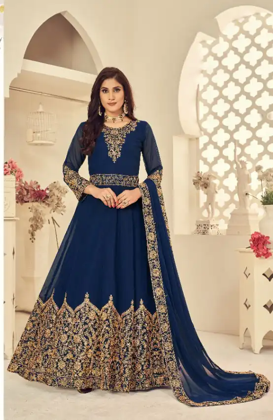 Navy Blue Georgette Stone Work Salwar Suit | Jump Suits, Salwar suit, Casual Suits, Creative suits, Designer Suits, Palazzo Suits, Party Wear Suits, Patiala Suits, Straight Suits