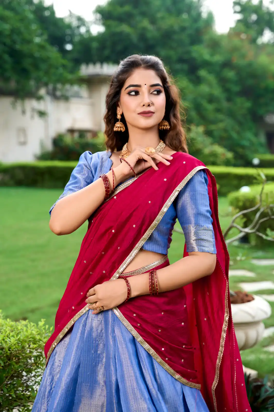 Navy Blue Kanchipuram With Zari Work Lehenga Choli | Lehenga, Bollywood Lehenga, Creative Lehenga, Designer Lehenga, Embroidered Lehenga, Party Wear Lehenga