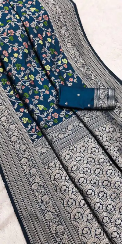 Navy Blue Khaddi Pashmina Zari Work Saree | Sarees, Bollywood Sarees, Creative Sarees, Designer Sarees, Embroidered Sarees, Ethnic Saree, Modern Digital sarees, Party Wear Sarees