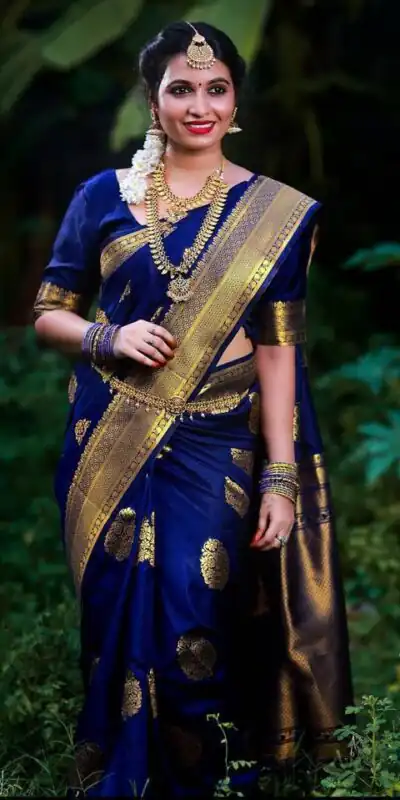 Navy Blue Lichi Silk Saree | Sarees, Bollywood Sarees, Creative Sarees, Designer Sarees, Embroidered Sarees, Ethnic Saree, Modern Digital sarees, Party Wear Sarees