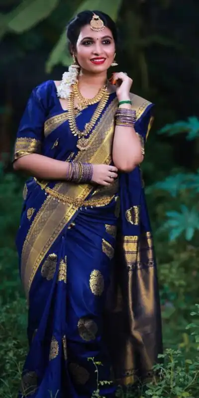 Navy Blue Lichi Silk Saree | Sarees, Bollywood Sarees, Creative Sarees, Designer Sarees, Embroidered Sarees, Ethnic Saree, Modern Digital sarees, Party Wear Sarees