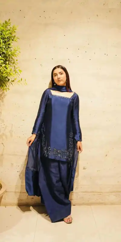 Navy Blue Natural Crep Silk Sequence Work Salwar Suit | Jump Suits, Salwar suit, Casual Suits, Creative suits, Designer Suits, Palazzo Suits, Party Wear Suits, Patiala Suits, Straight Suits